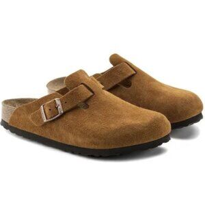 Birkenstock Boston Suede Soft Footbed Slip-Ons brown